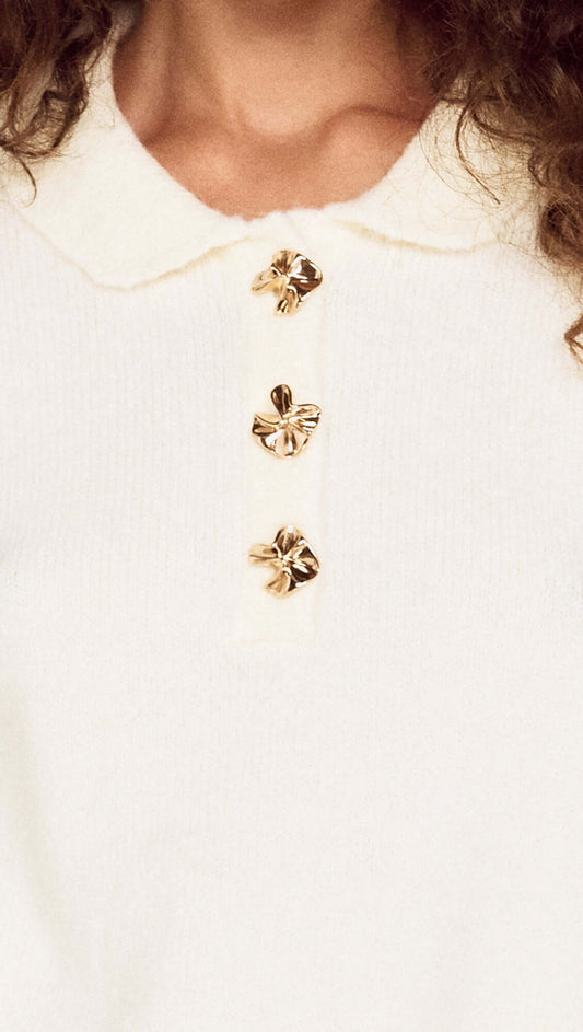 Gold Detail Relaxed Polo Knit