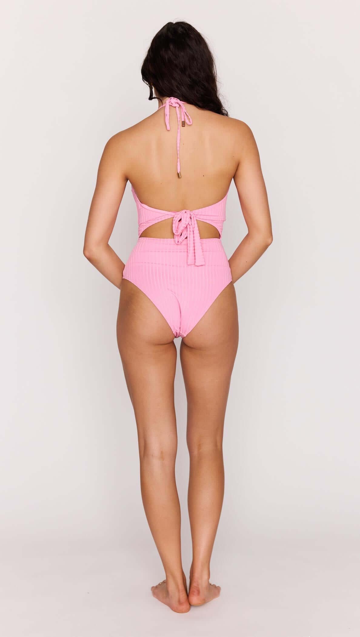 Pink Keyhole One-Piece Swimsuit with Shell Detail
