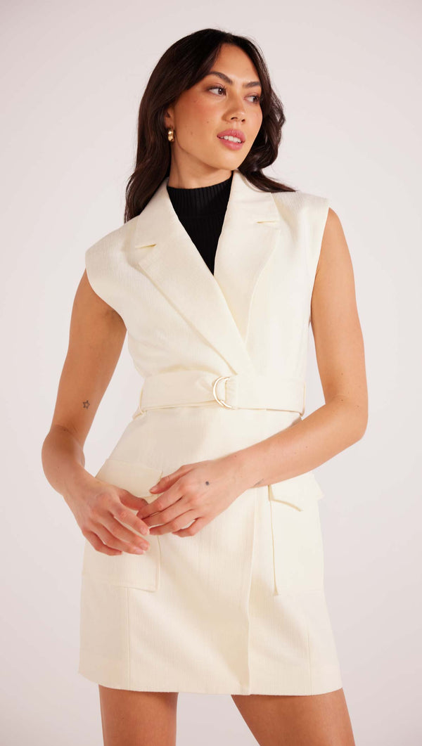 パーティードレス Single-breasted Blazer Dress Bianca Feather Blazer Dress | Adelyn Rae