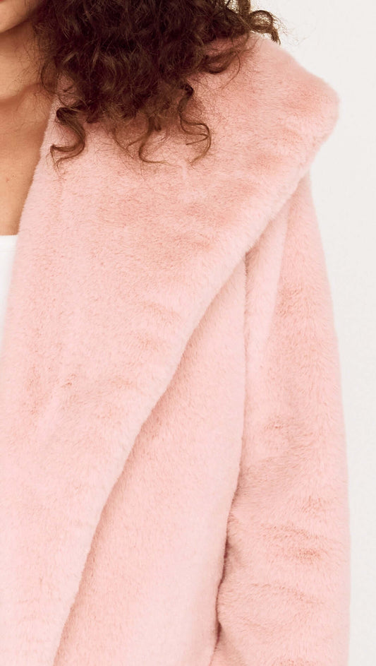 Dusty Pink Faux Fur Coat