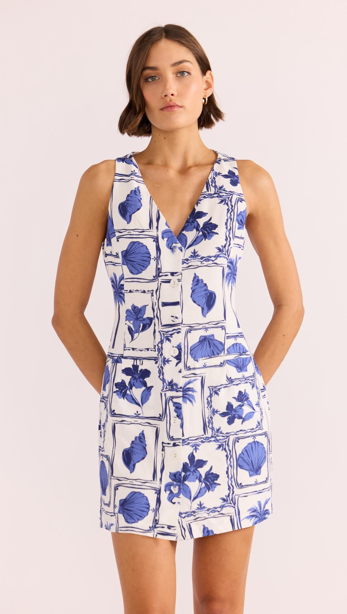 SYLVIE BUTTON UP MINI DRESS-MINKPINK