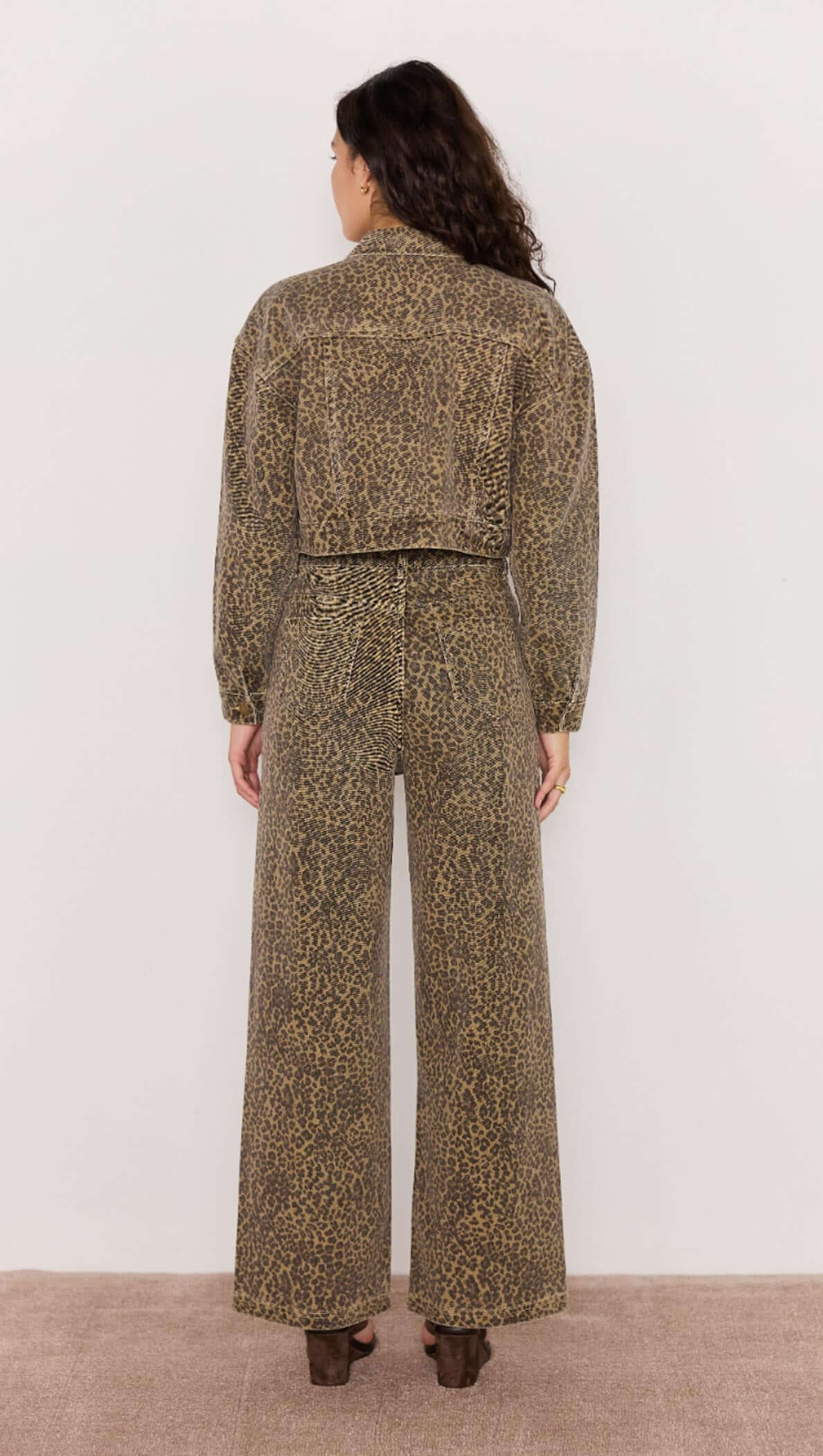 Anouk Crop Jacket - Cheetah animal print Cropped Denim Jacket