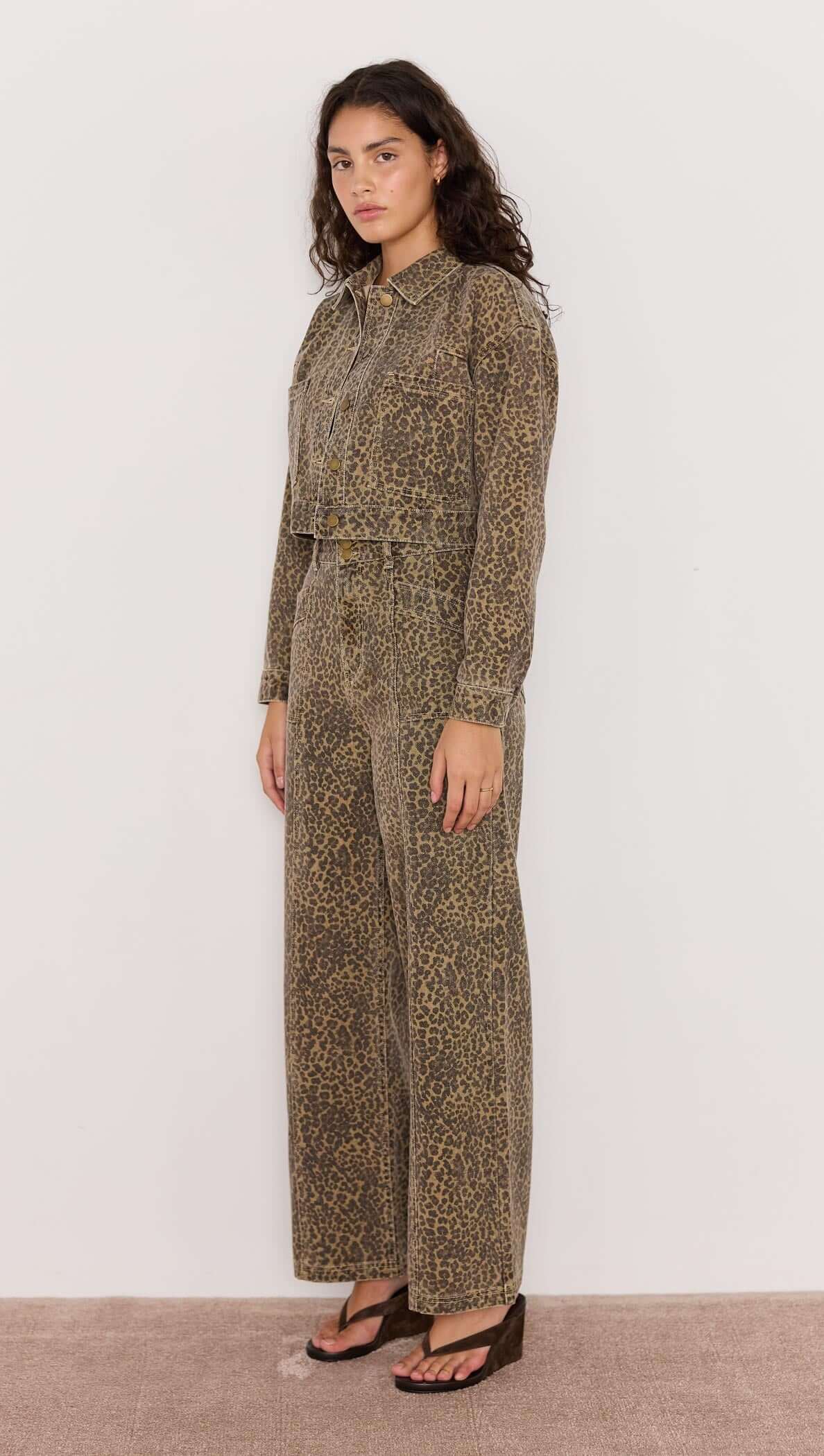 Anouk Jeans - Cheetah animal print jeans, high waist, straight/wide Leg