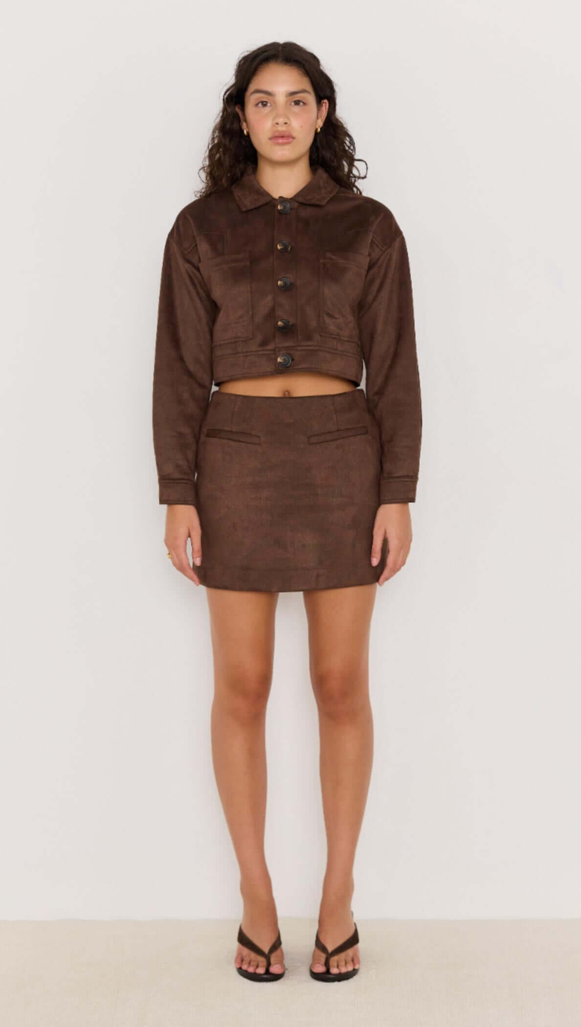 Aston Suede Mini Skirt - Matching set Mini Skirt brown faux suede