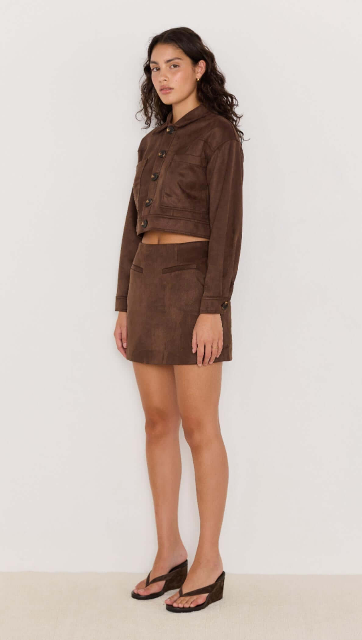 Aston Suede Mini Skirt - Matching set Mini Skirt brown faux suede