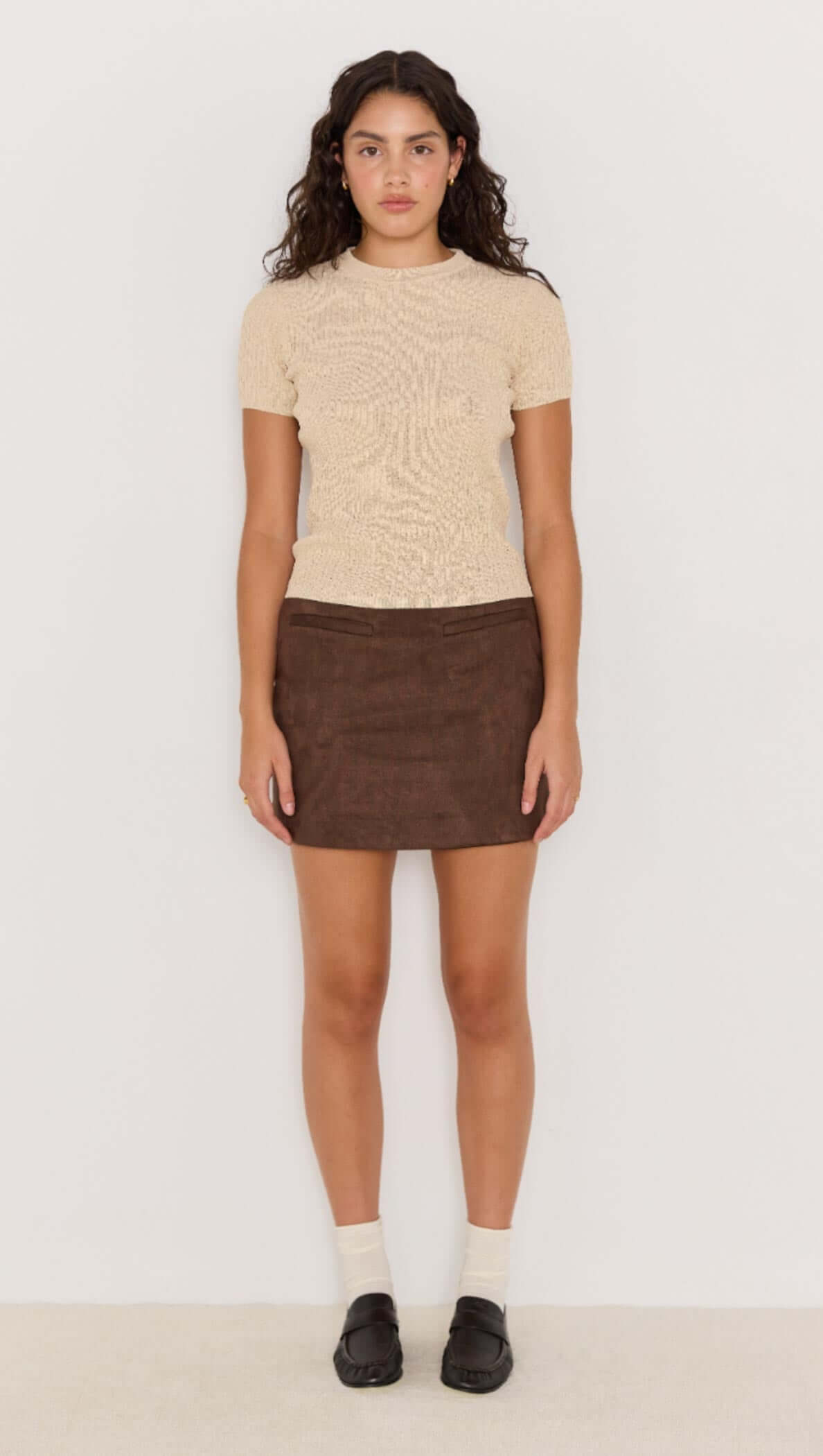 Aston Suede Mini Skirt - Matching set Mini Skirt brown faux suede