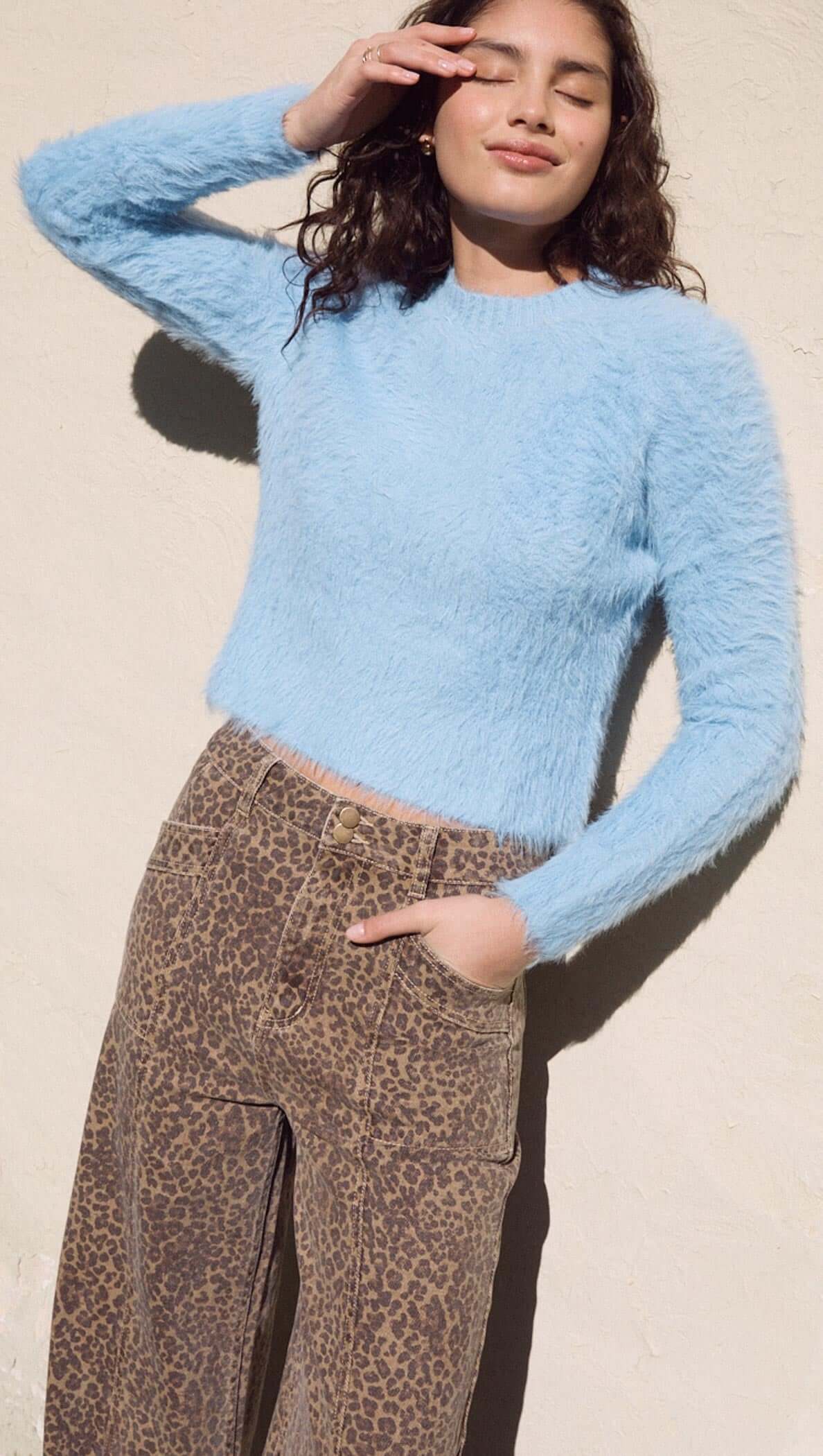 Elidi Blue Fluffy Knit Top