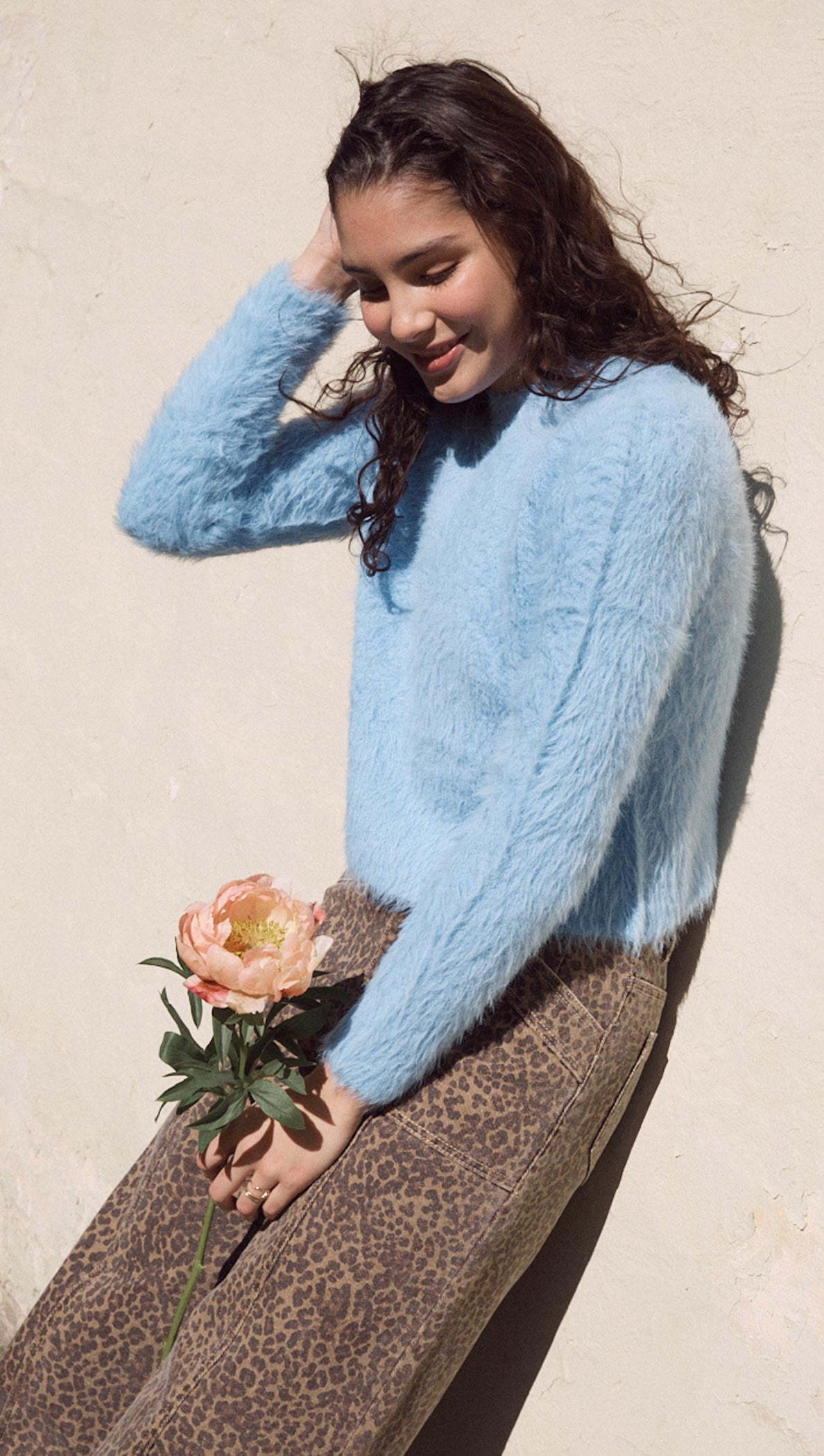 Elidi Blue Fluffy Knit Top