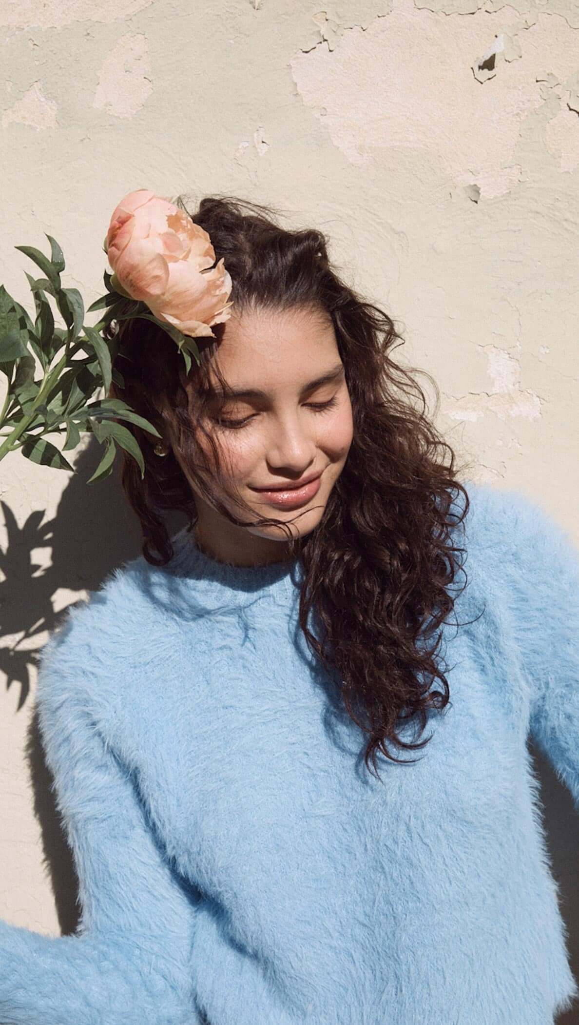 Elidi Blue Fluffy Knit Top