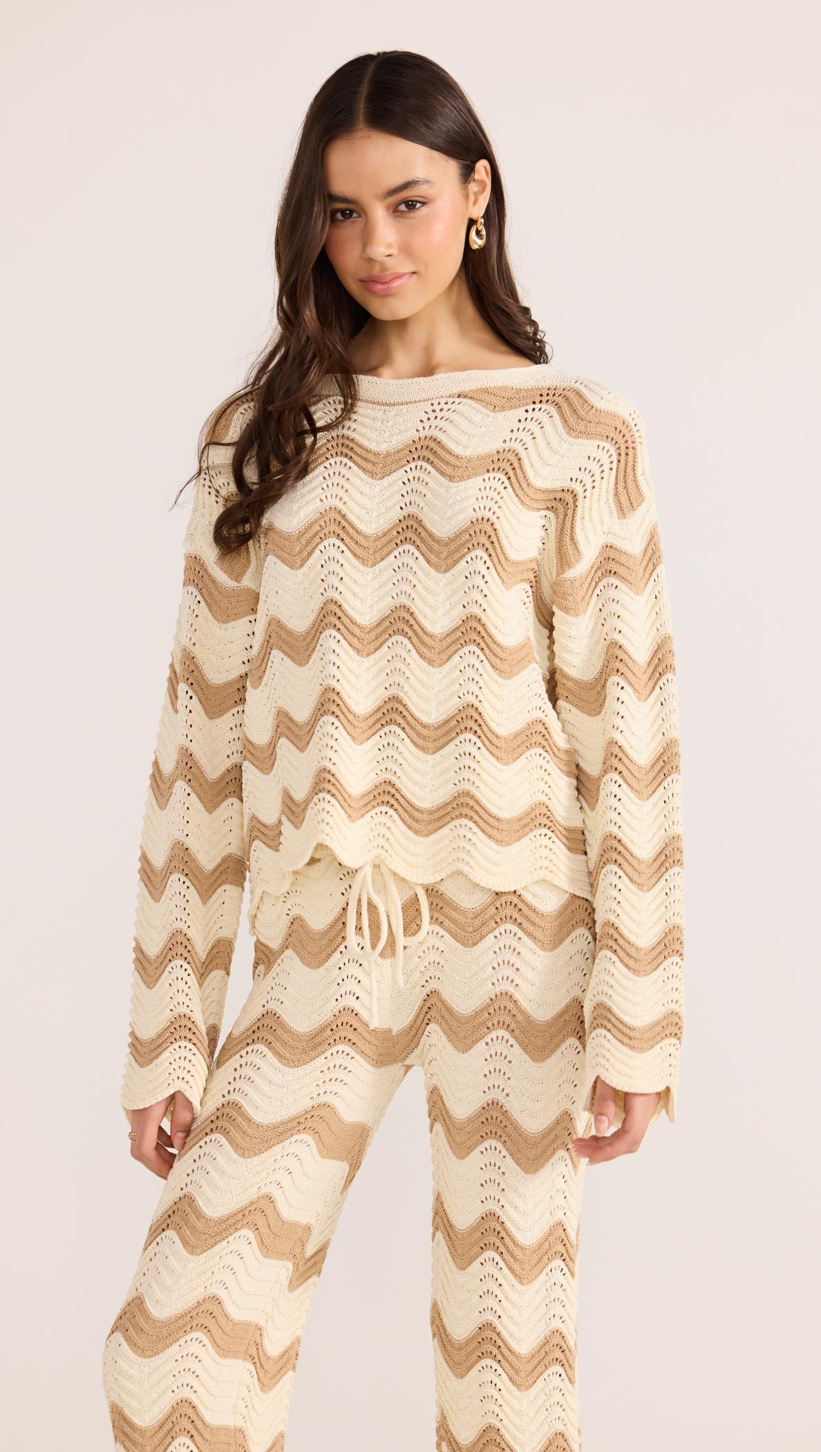 Brooke Crochet Wave Sweater-TOPS - LONG SLEEVE-MINKPINK