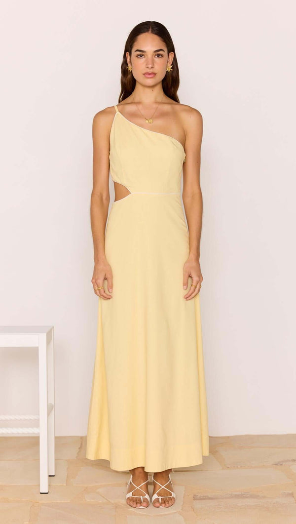 Butter Yellow Asymmetric Cut Out Maxi Dress Butter Yellow Asymmetric Cut Out Maxi Dress