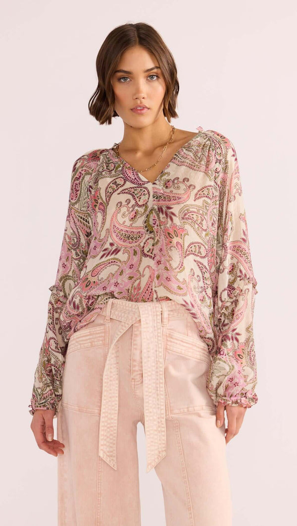 mink pink ペイズリー柄ブラウス Cadence Long Sleeve Blouse - MINKPINK
