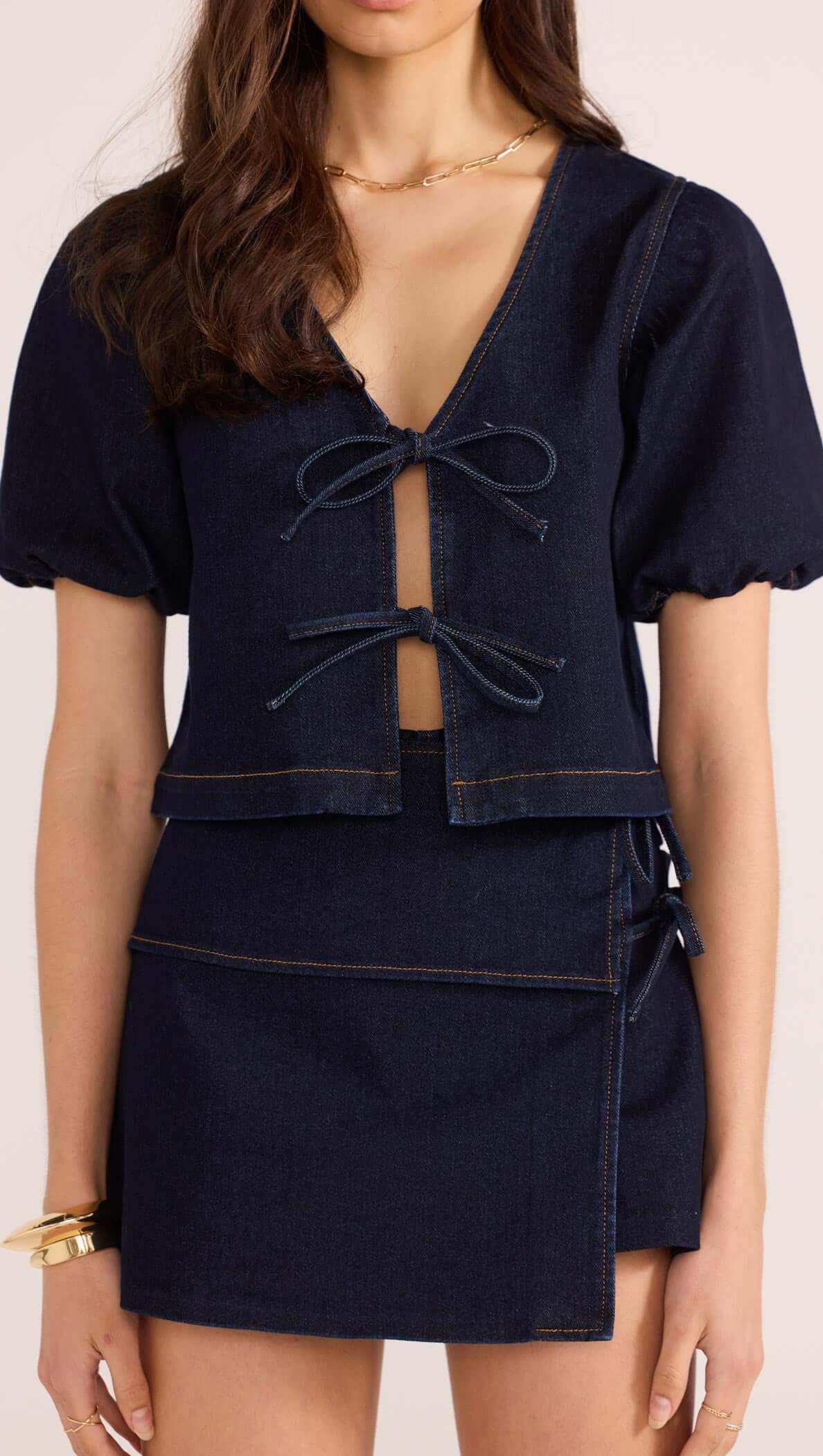 Camilla Denim Tie Crop Top-TOPS - SHORT SLEEVE-MINKPINK