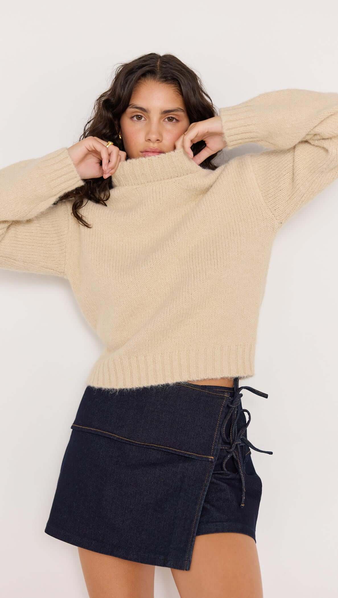 Camilla Denim Tie Wrap Skort-SKIRTS - MINI-MINKPINK