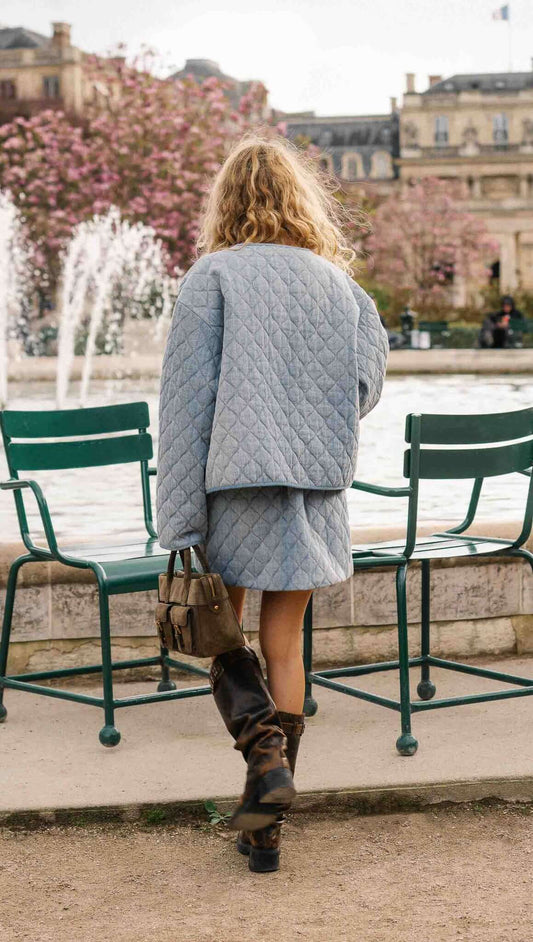 Quilted Denim Mini Skirt