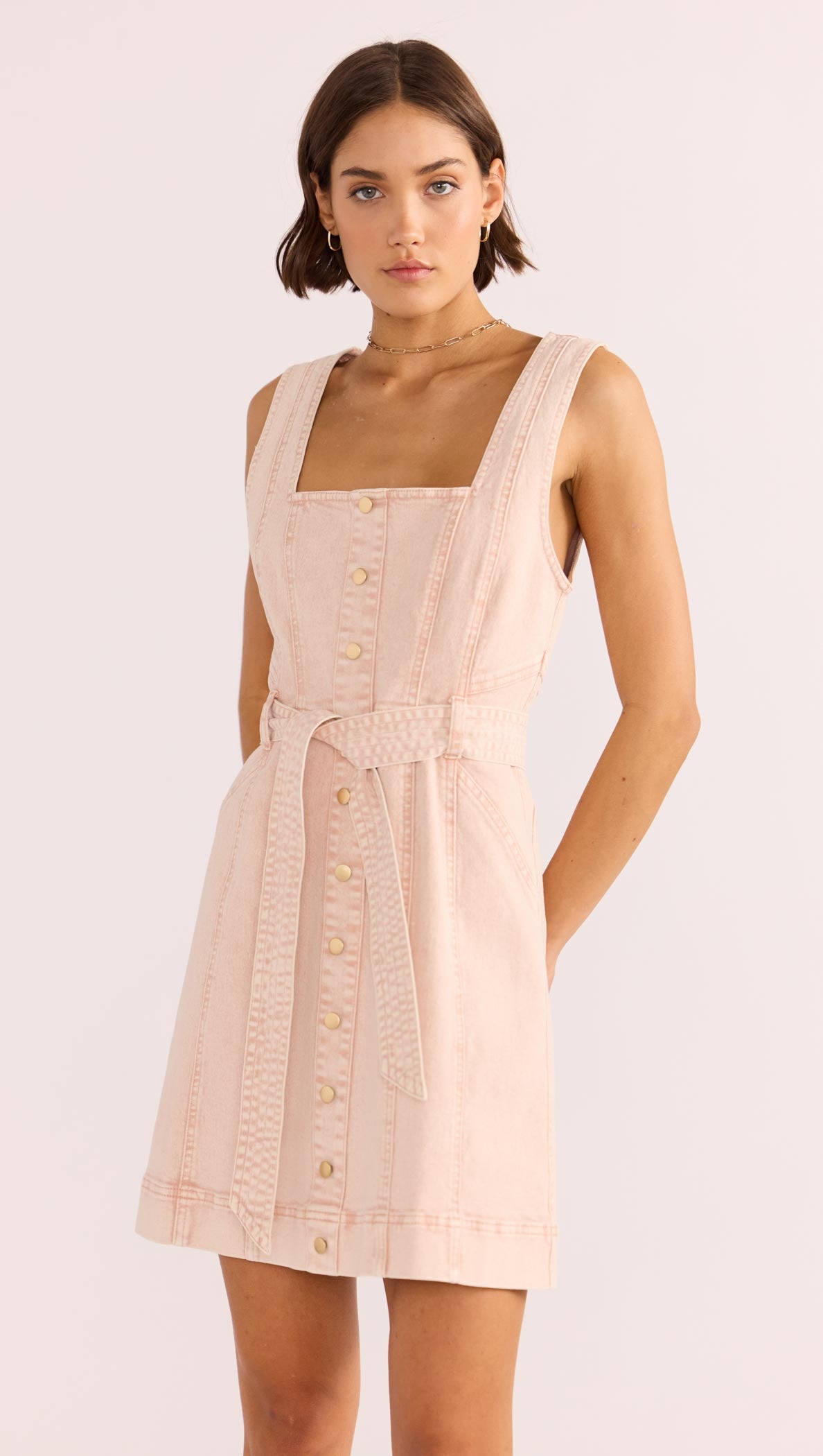 Dahlia Denim Panel Mini Dress-MINKPINK