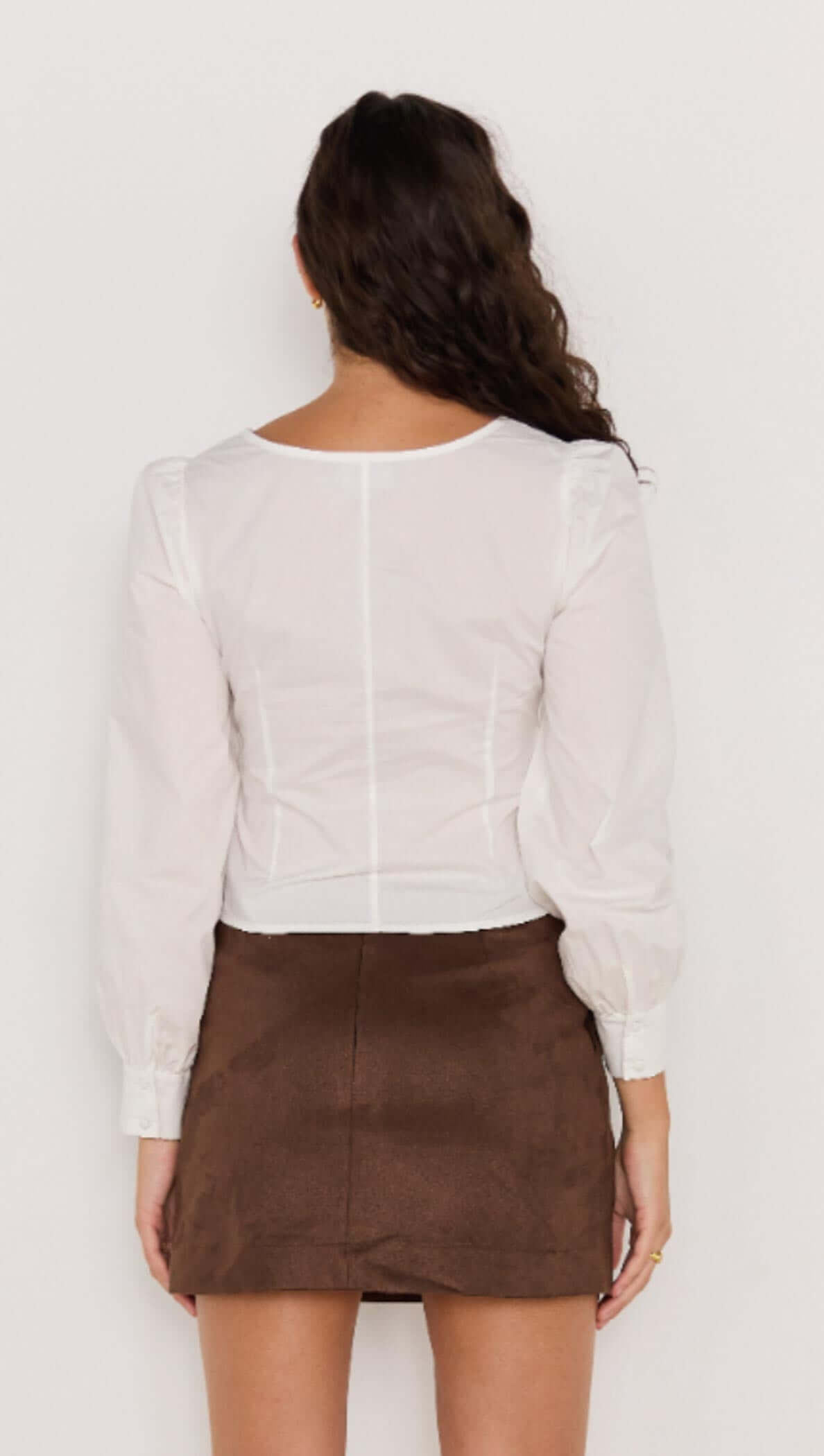 Daria Corset Blouse in White - button up fitted blouse, slightly cropped