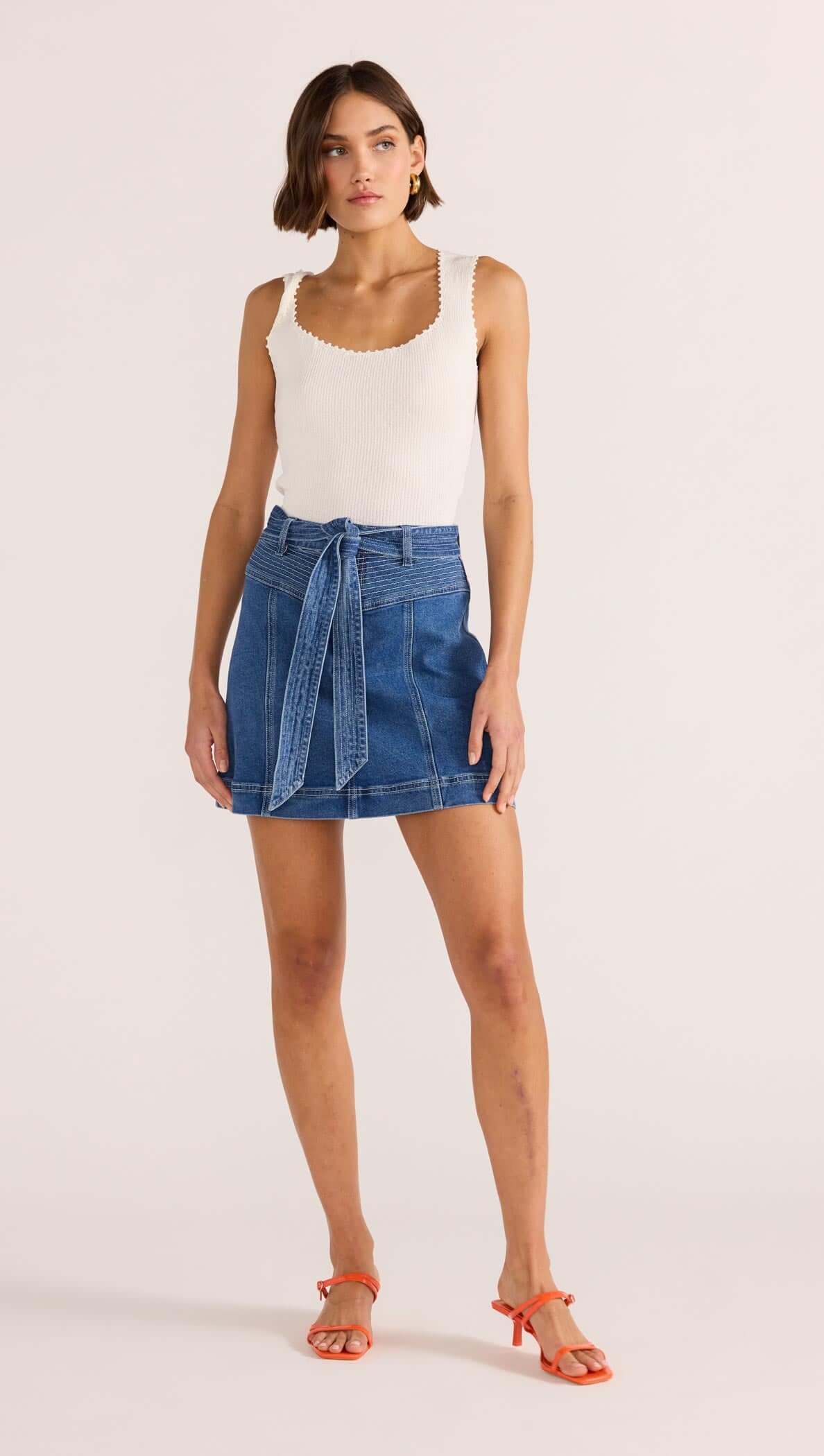 Ellis Denim Panel Mini Skirt
