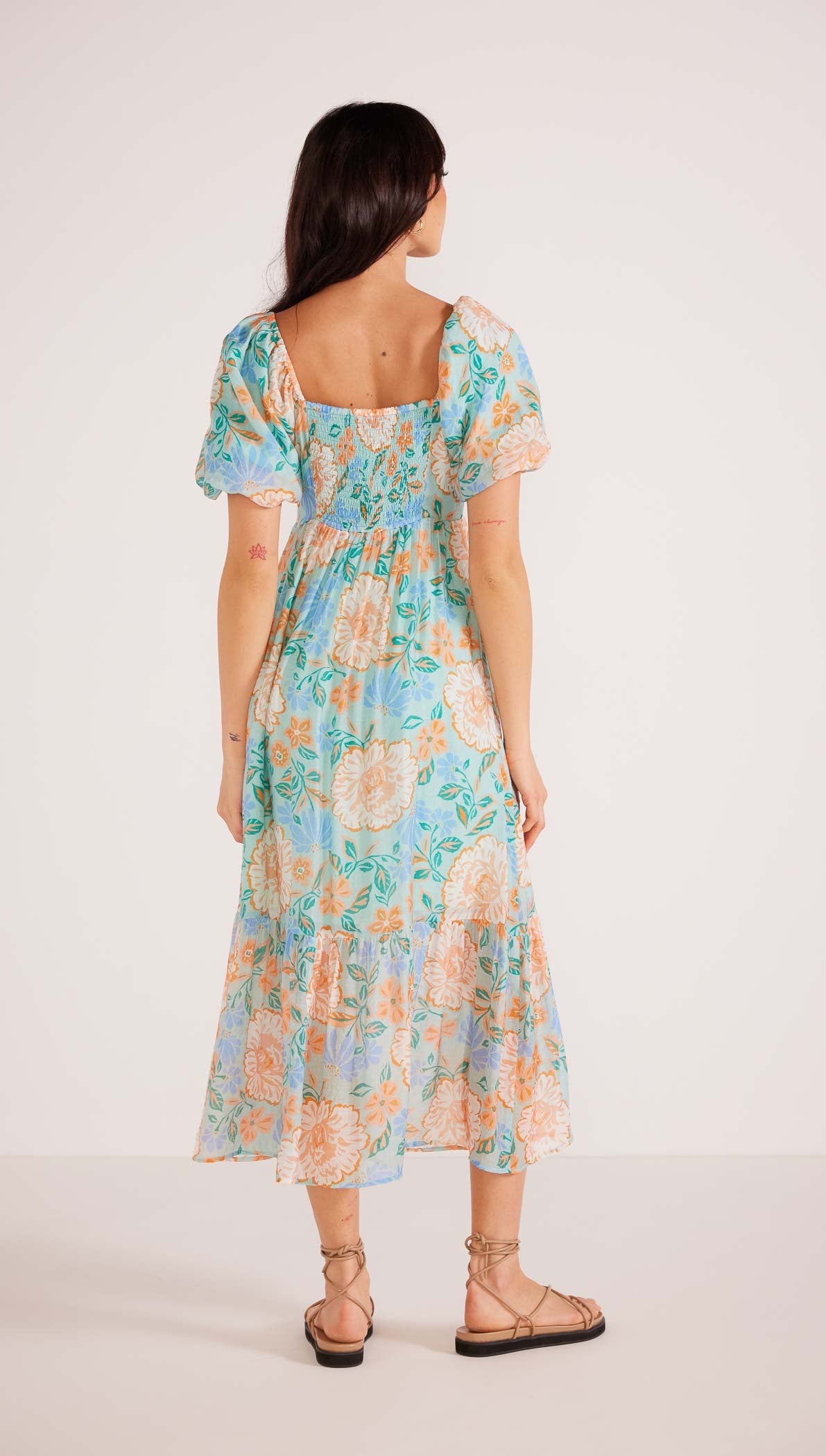 Evelyn Puff Sleeve Midi Dress-MINKPINK