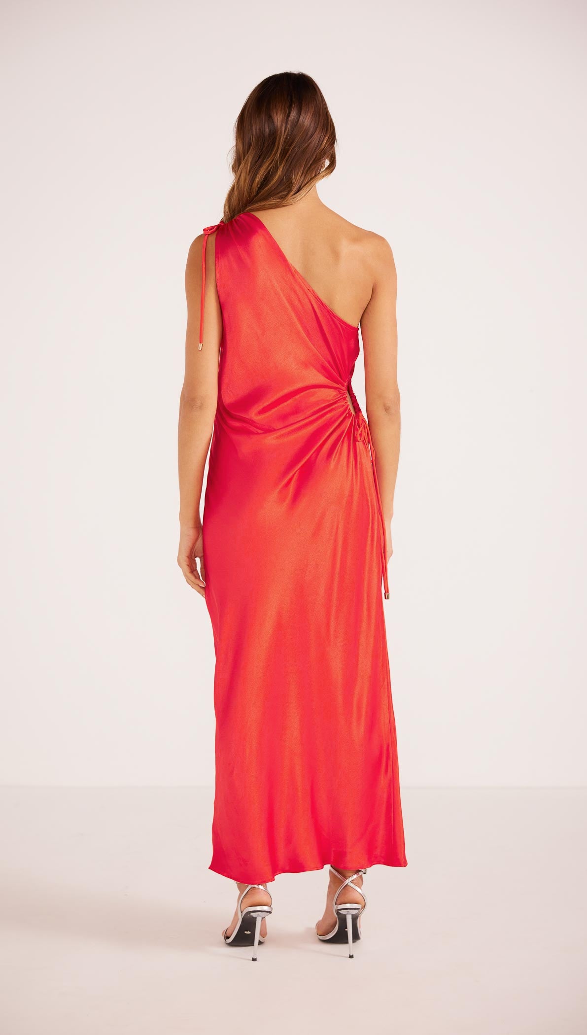 Gaia Cut Out One Shoulder Dress Red - Final Sale