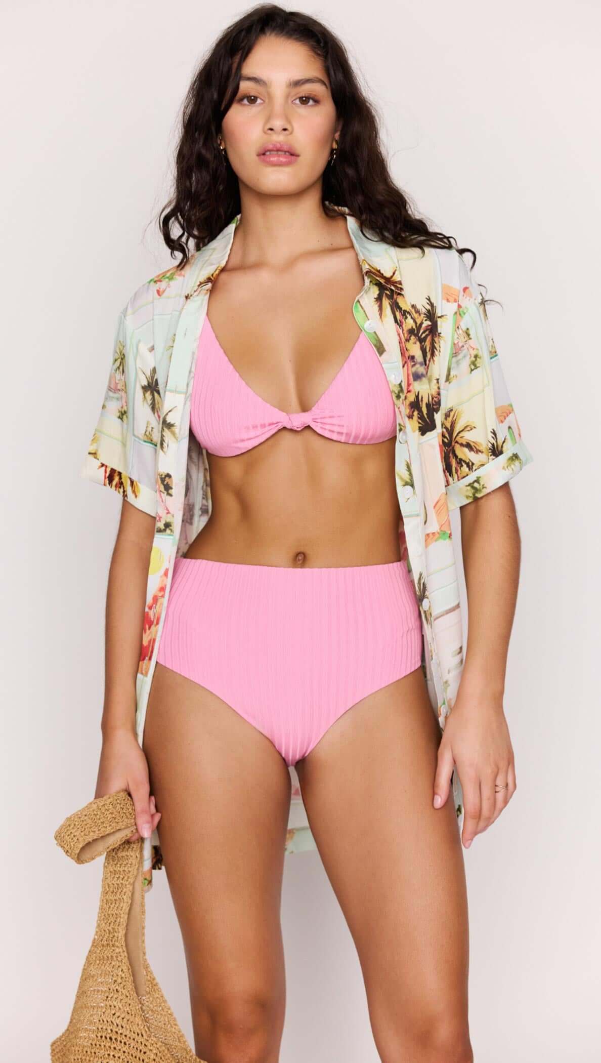 Vintage Postcard Print Mini Shirtdress