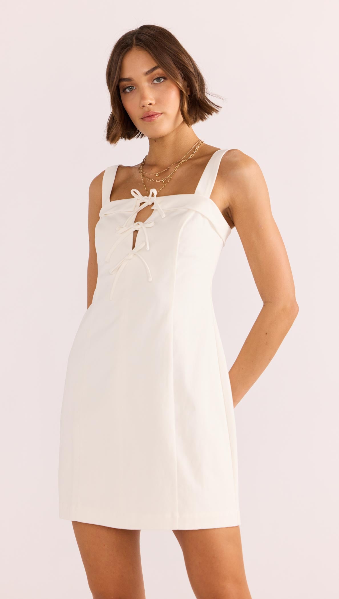 Imogen Drill Tie Mini Dress-MINKPINK