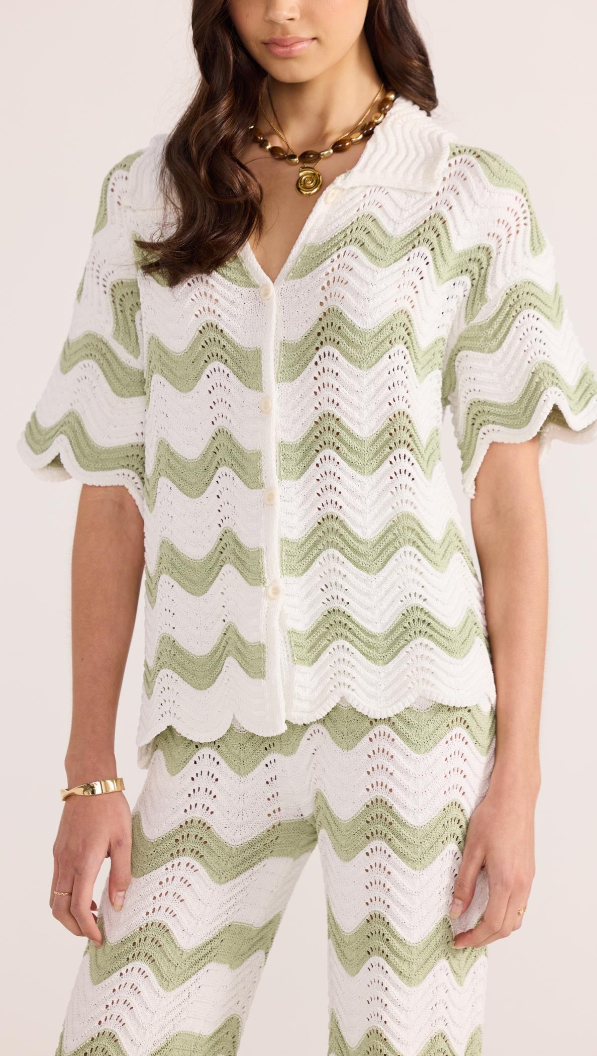 Jayden Crochet Wave Shirt-TOPS - SHORT SLEEVE-MINKPINK