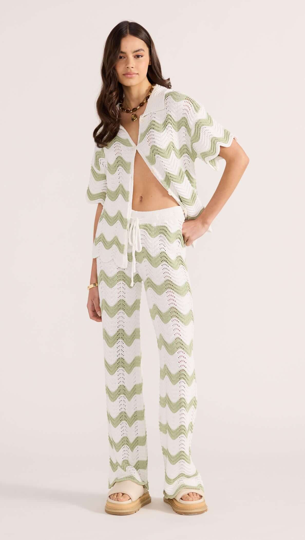 Jayden Crochet Wave Shirt-TOPS - SHORT SLEEVE-MINKPINK