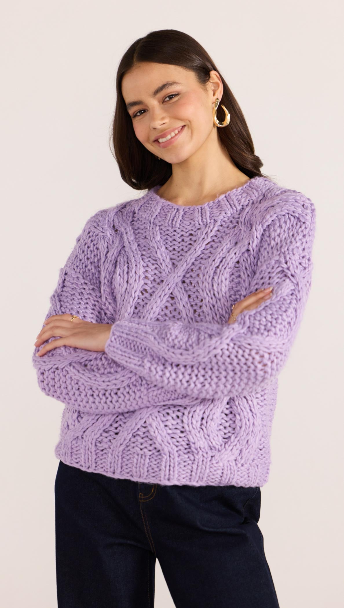 JENNIFER CABLE KNIT JUMPER-KNITWEAR - CASUAL-MINKPINK