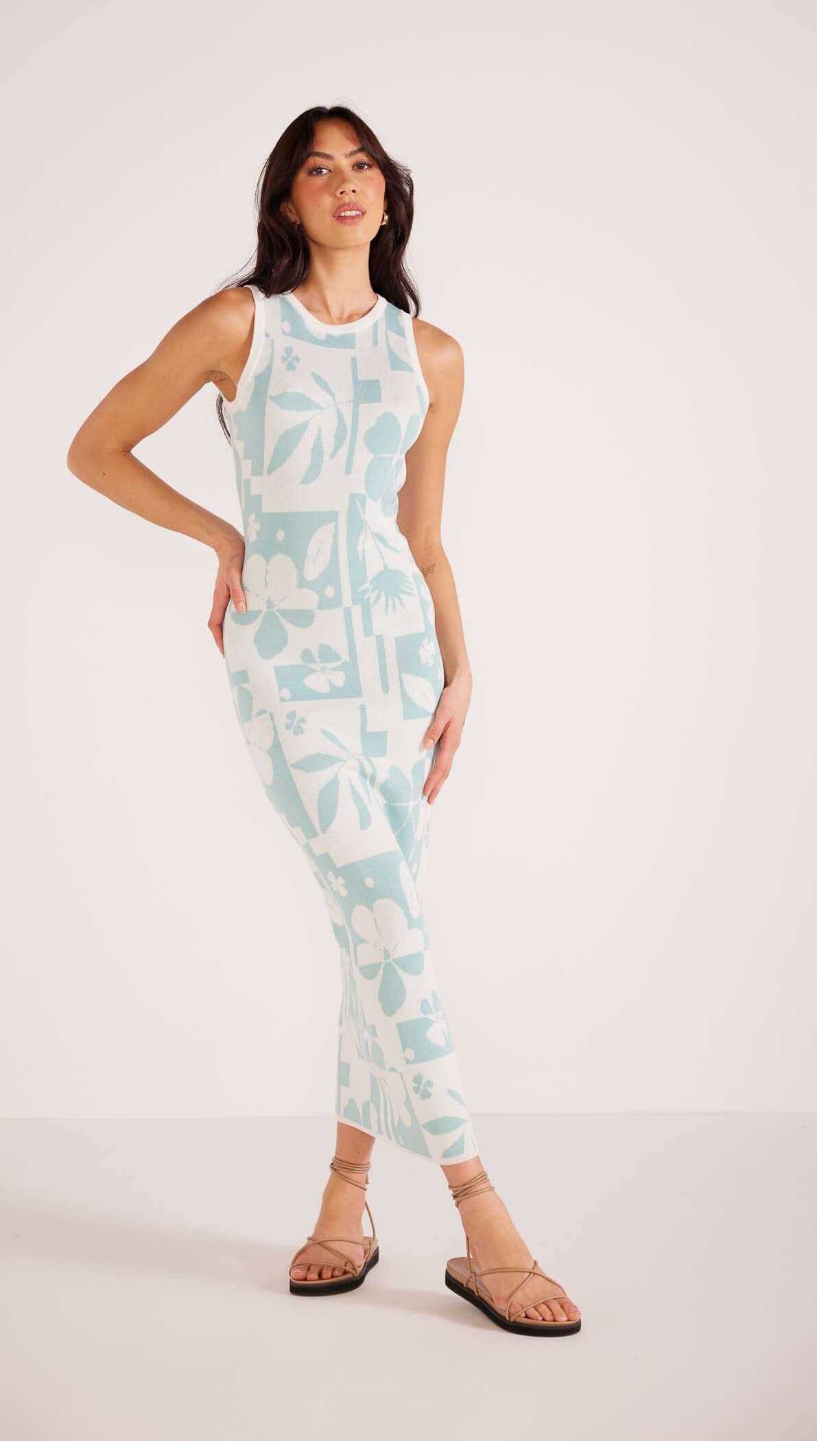 Lacy Intarsia Knit Midi Dress-MINKPINK