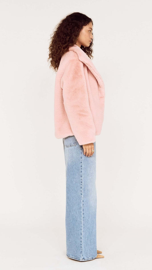 Dusty Pink Faux Fur Coat