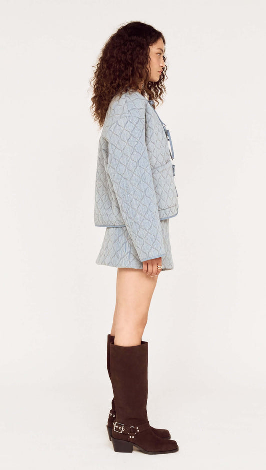 Quilted Denim Mini Skirt