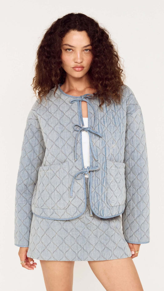 Quilted Denim Mini Skirt