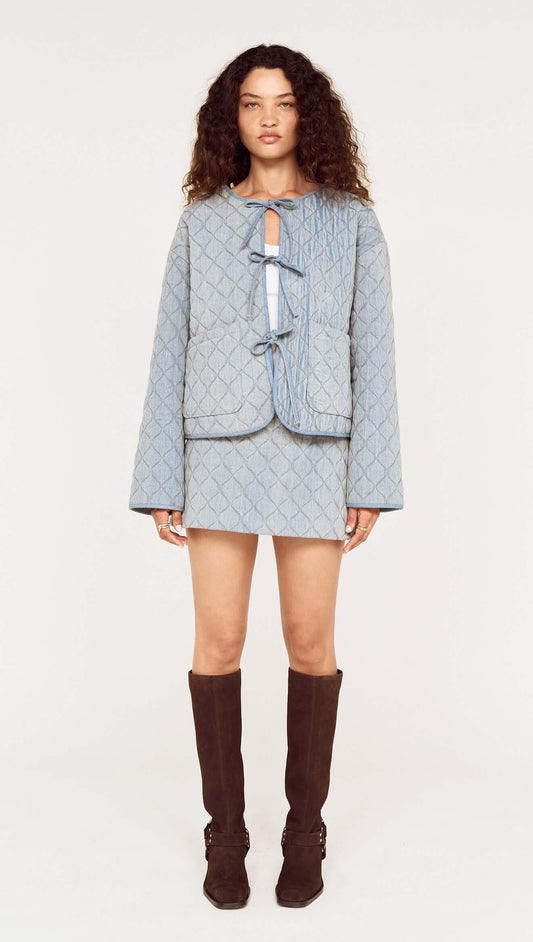 Quilted Denim Mini Skirt