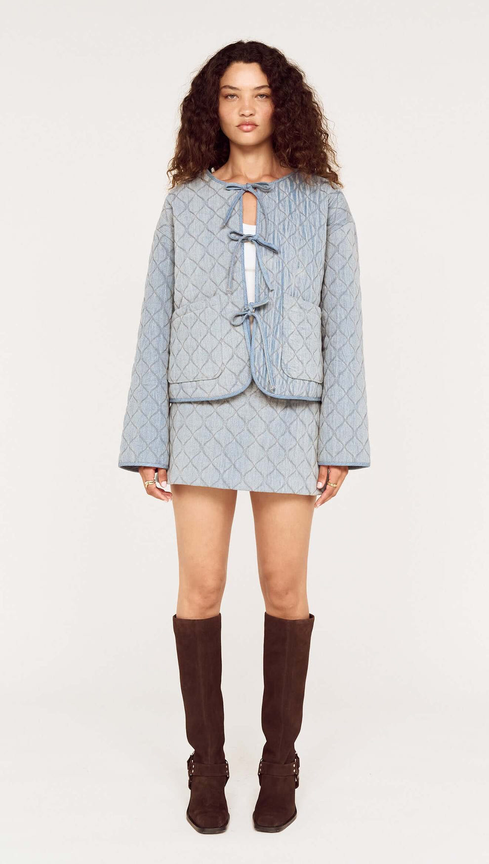 Quilted Denim Mini Skirt