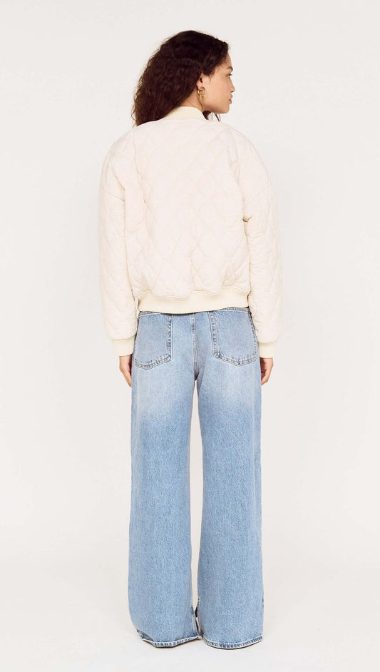 Quilted Bomber Jacket in Warm White