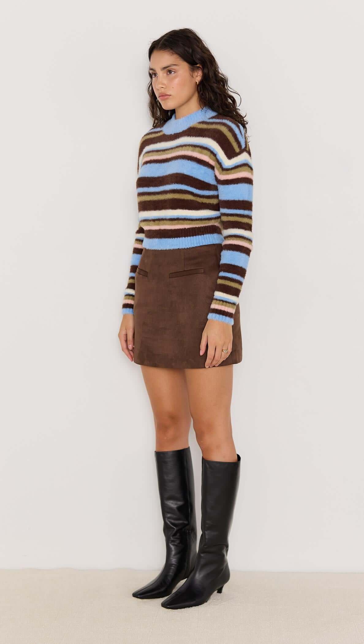 POET FLUFFY STRIPE SWEATER-KNITWEAR - CASUAL-MINKPINK