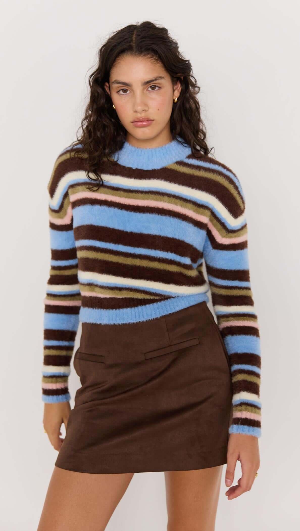 POET FLUFFY STRIPE SWEATER-KNITWEAR - CASUAL-MINKPINK