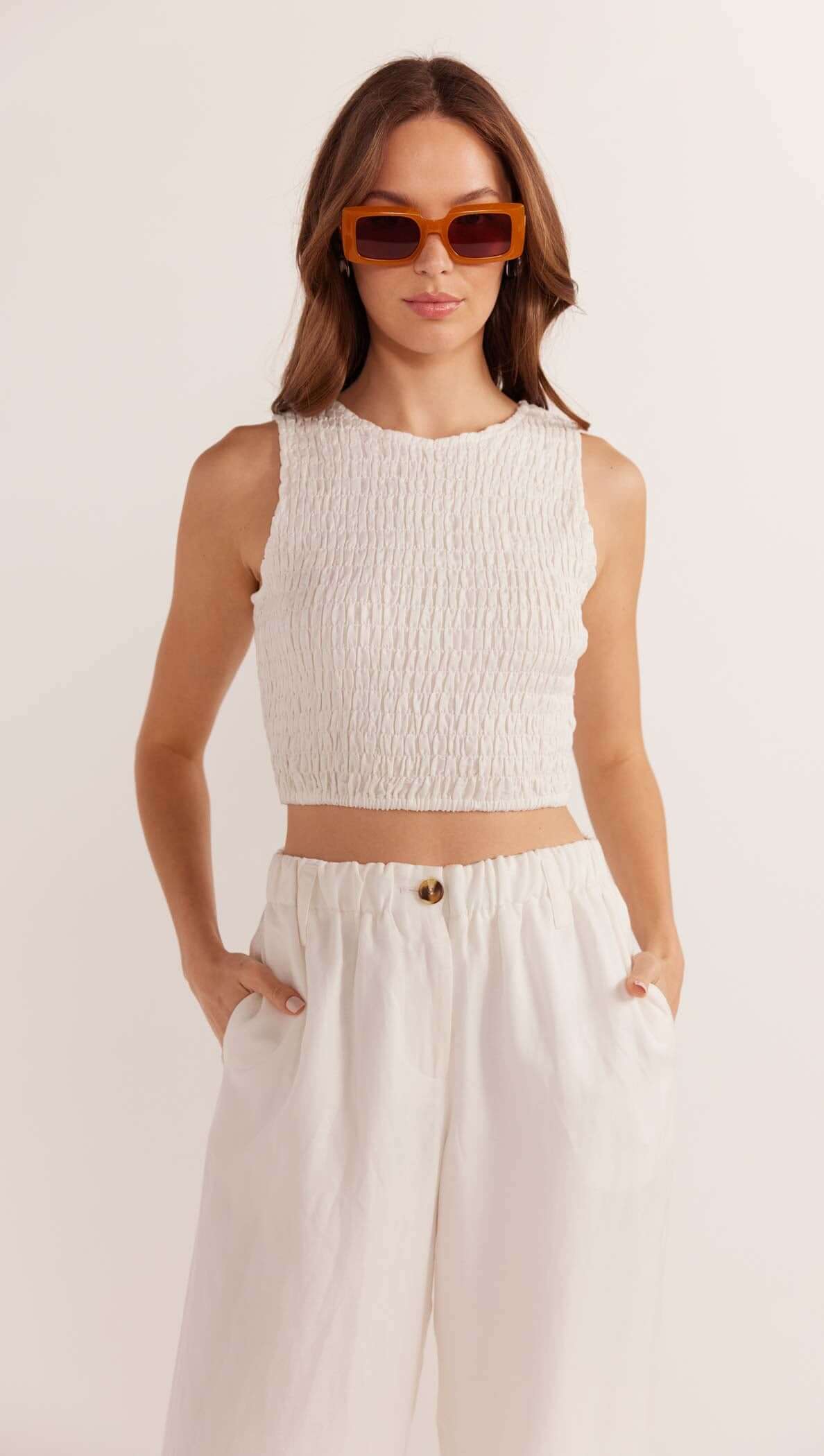 Nerida Shirred Tank Top-MINKPINK