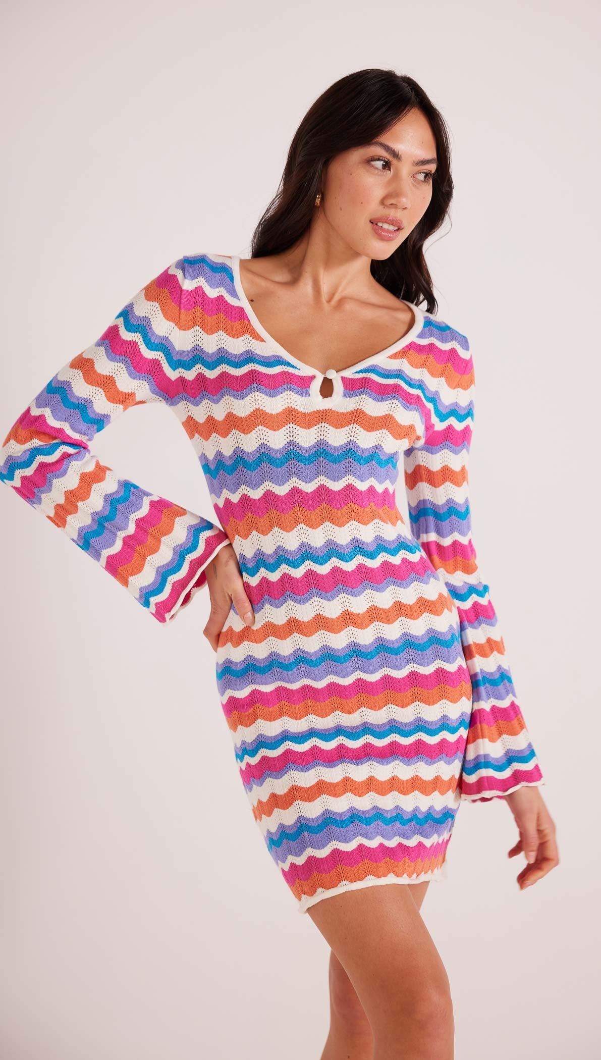 Wilma Pointelle Knit Dress-MINKPINK