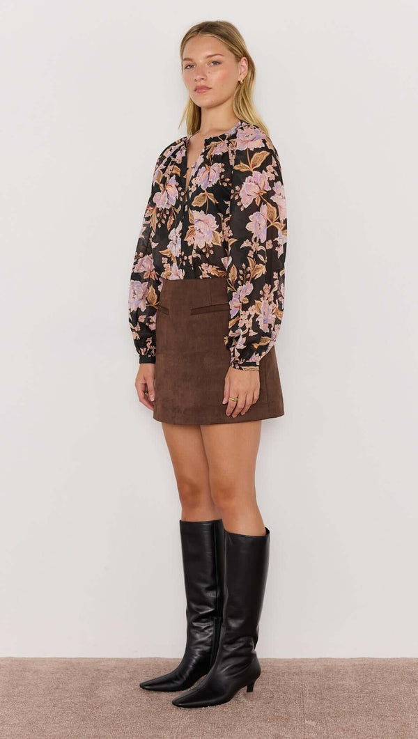 Willow Blouse Black Pink Floral Elegance MINKPINK