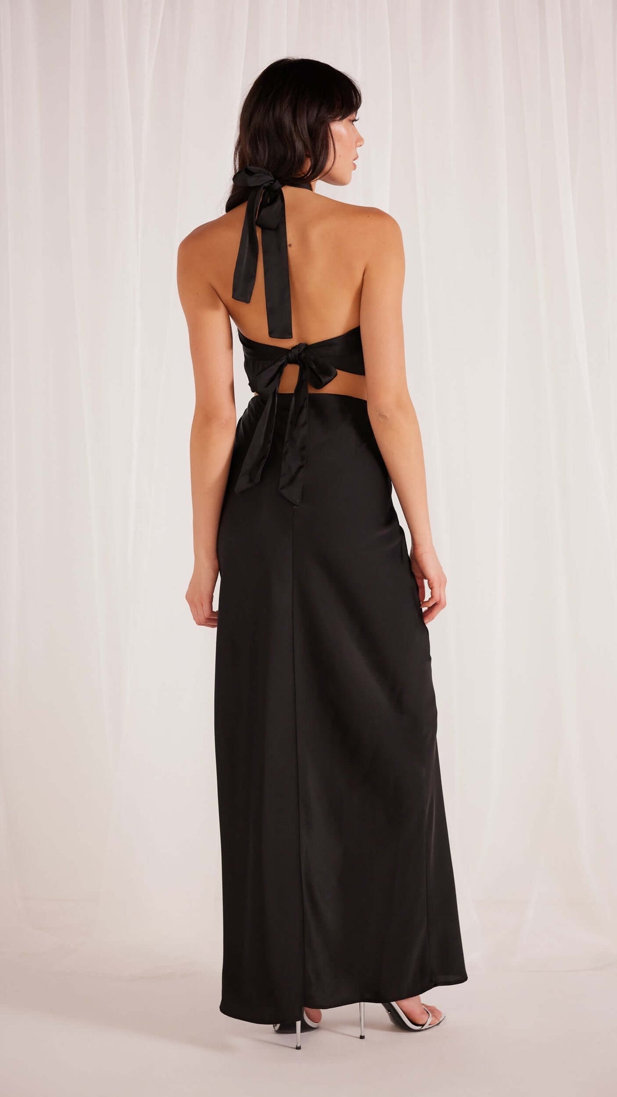 MG23X2466-110-FINLAY SATIN HALTER NECK GOWN BLACK-MINKPINK