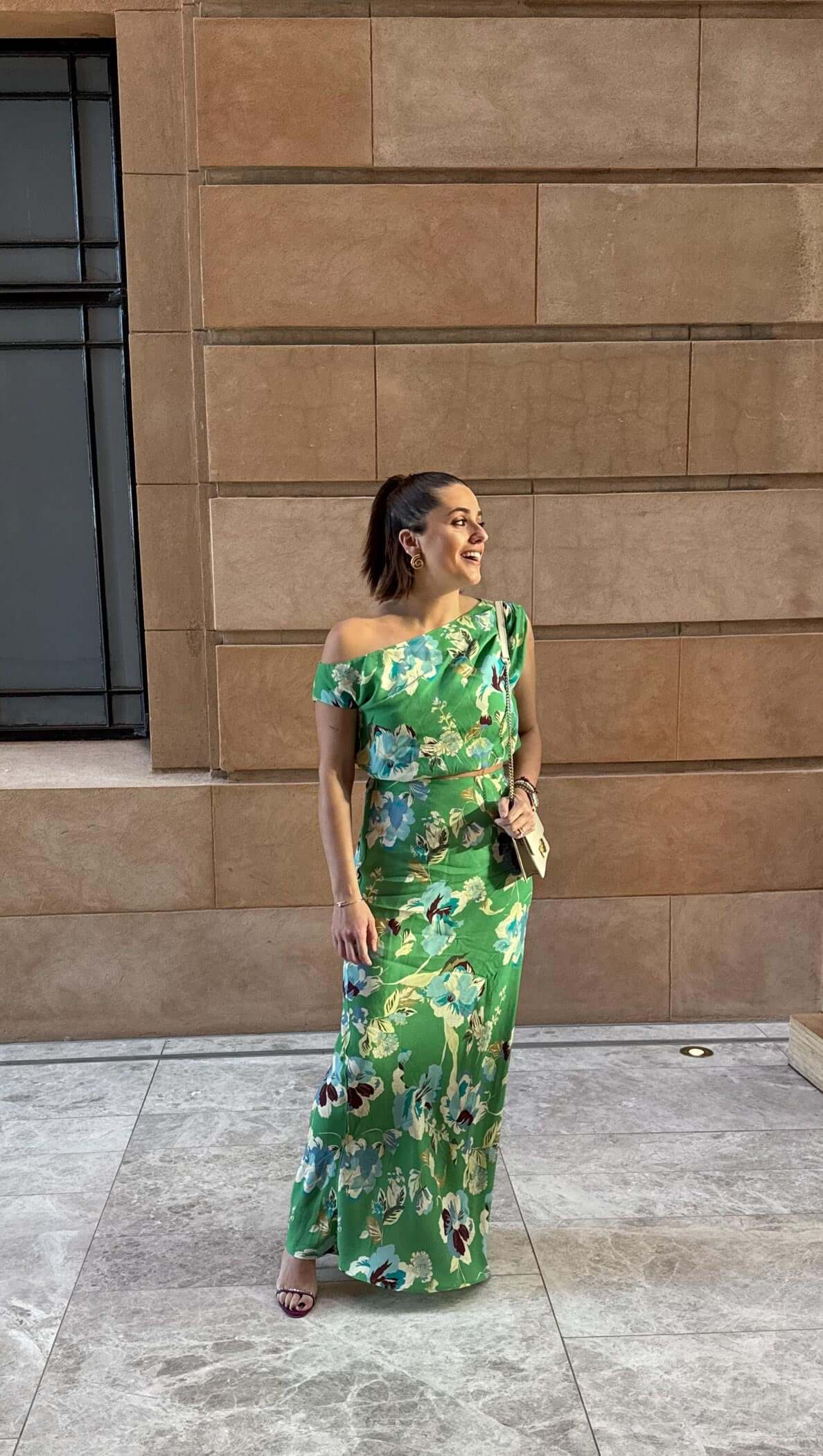 Green Floral Crop Top