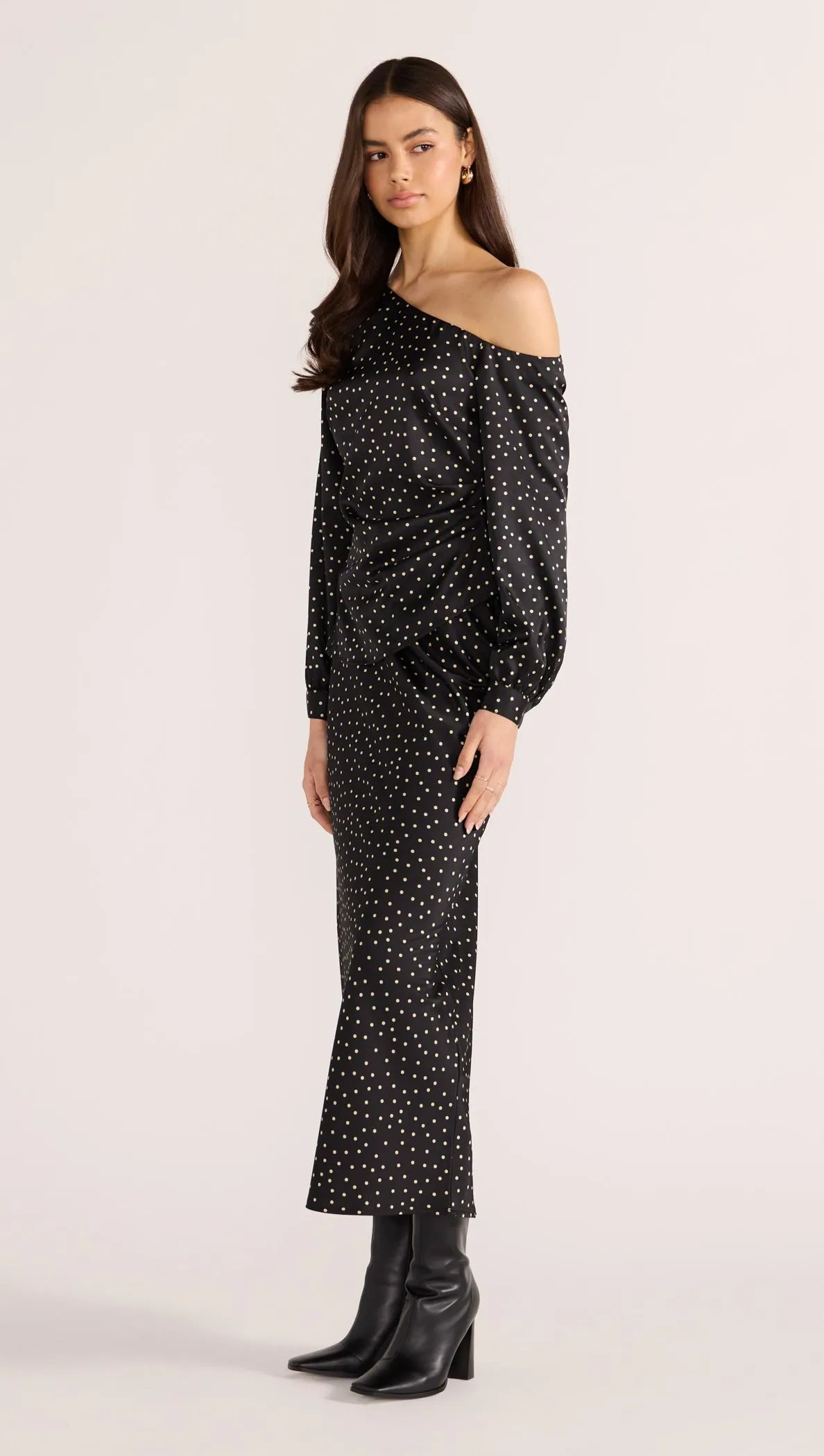 Jemma Polka Bias Midi Skirt-SKIRTS - MIDI-MINKPINK