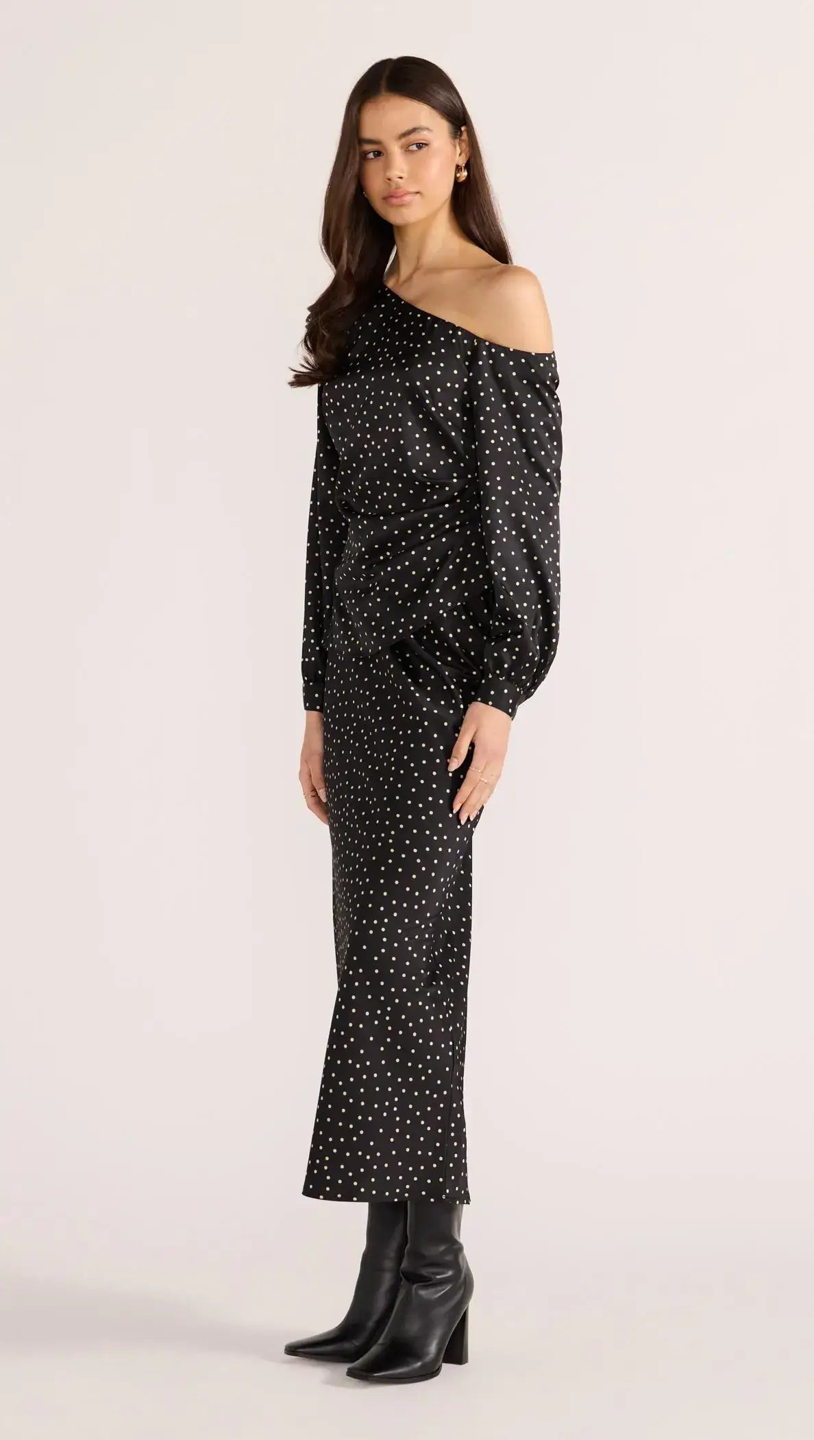 Jemma Polka Bias Midi Skirt-SKIRTS - MIDI-MINKPINK