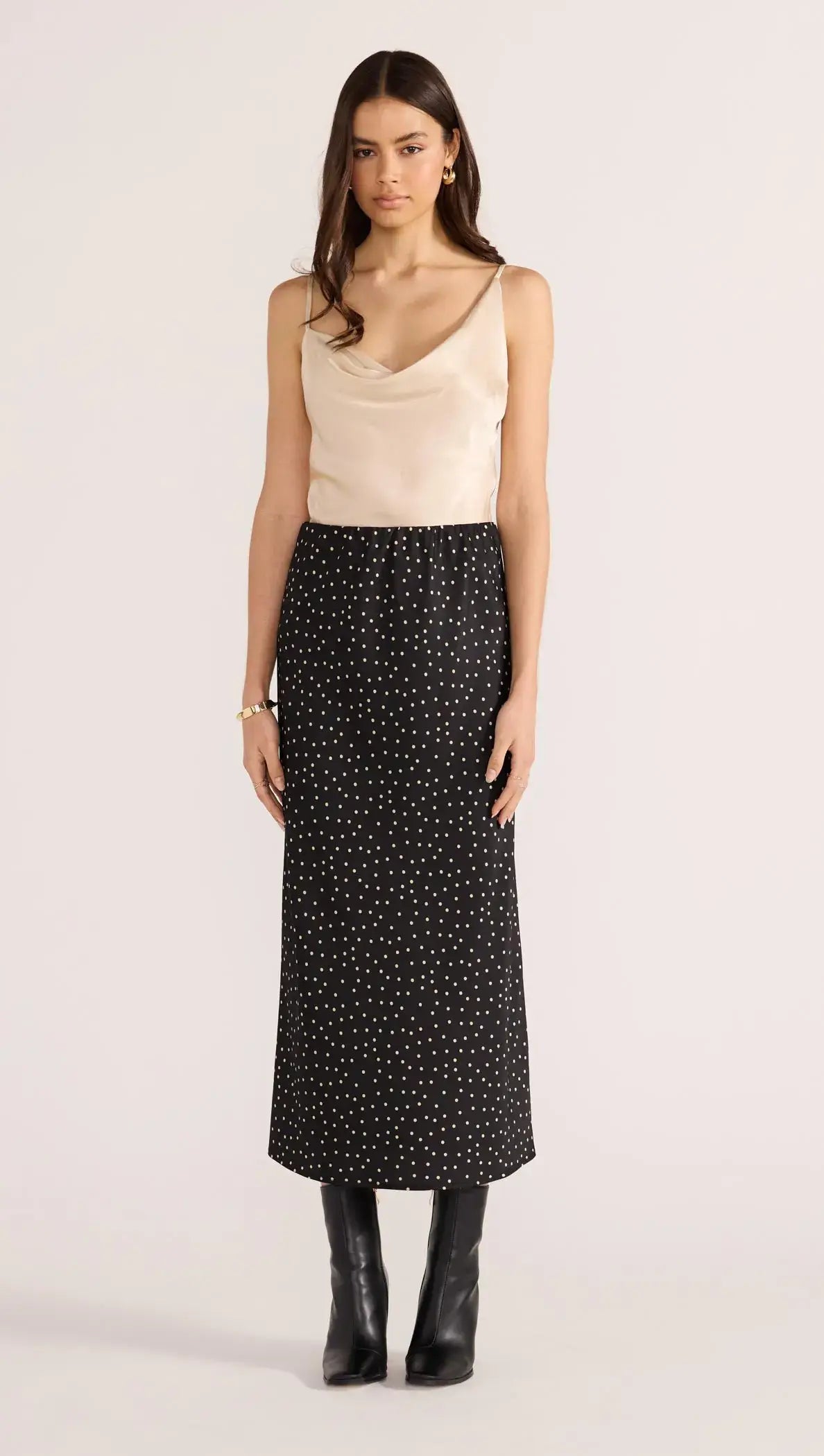 Jemma Polka Bias Midi Skirt-SKIRTS - MIDI-MINKPINK