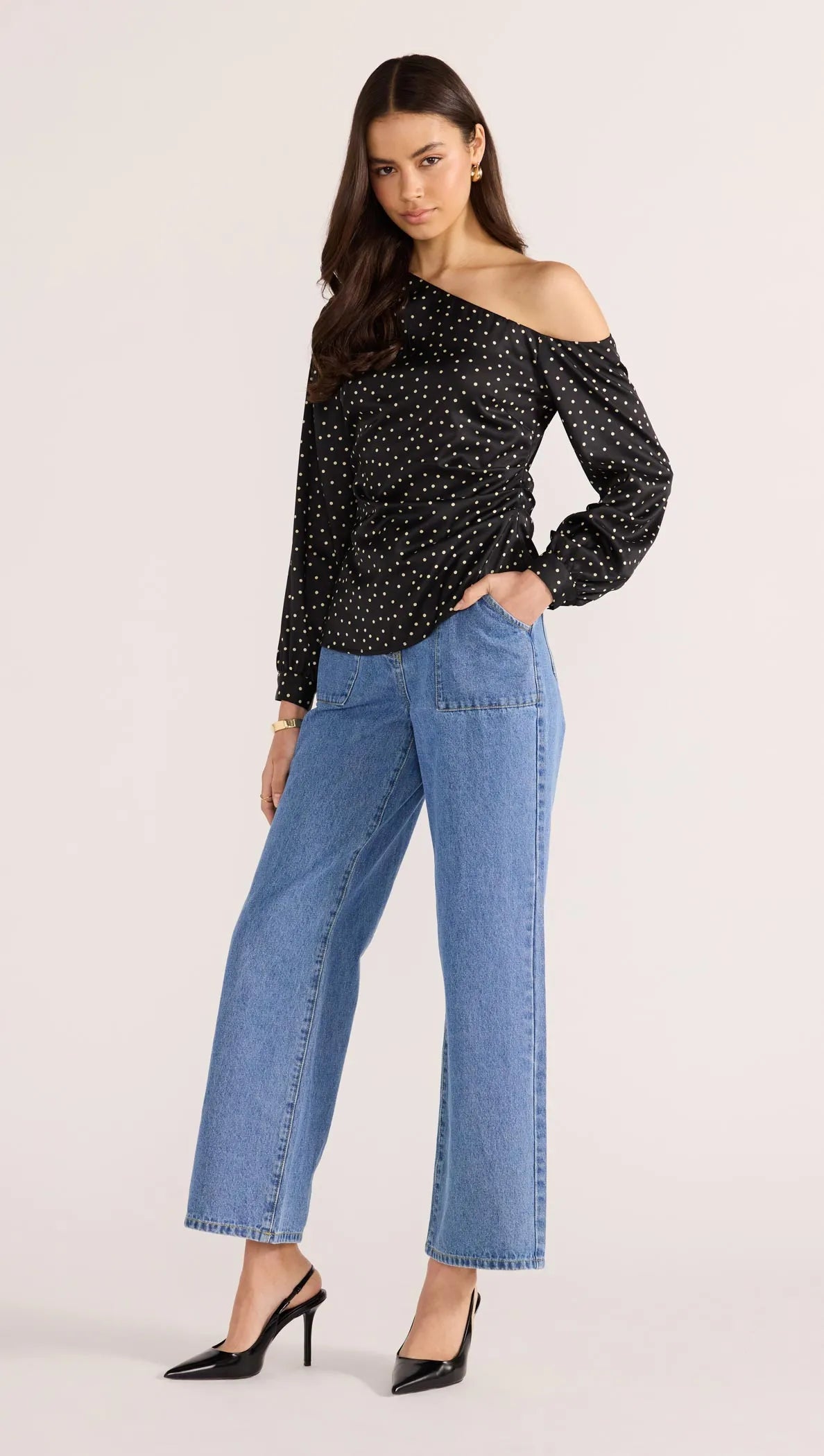 Jemma Polka Blouse-TOPS - LONG SLEEVE-MINKPINK