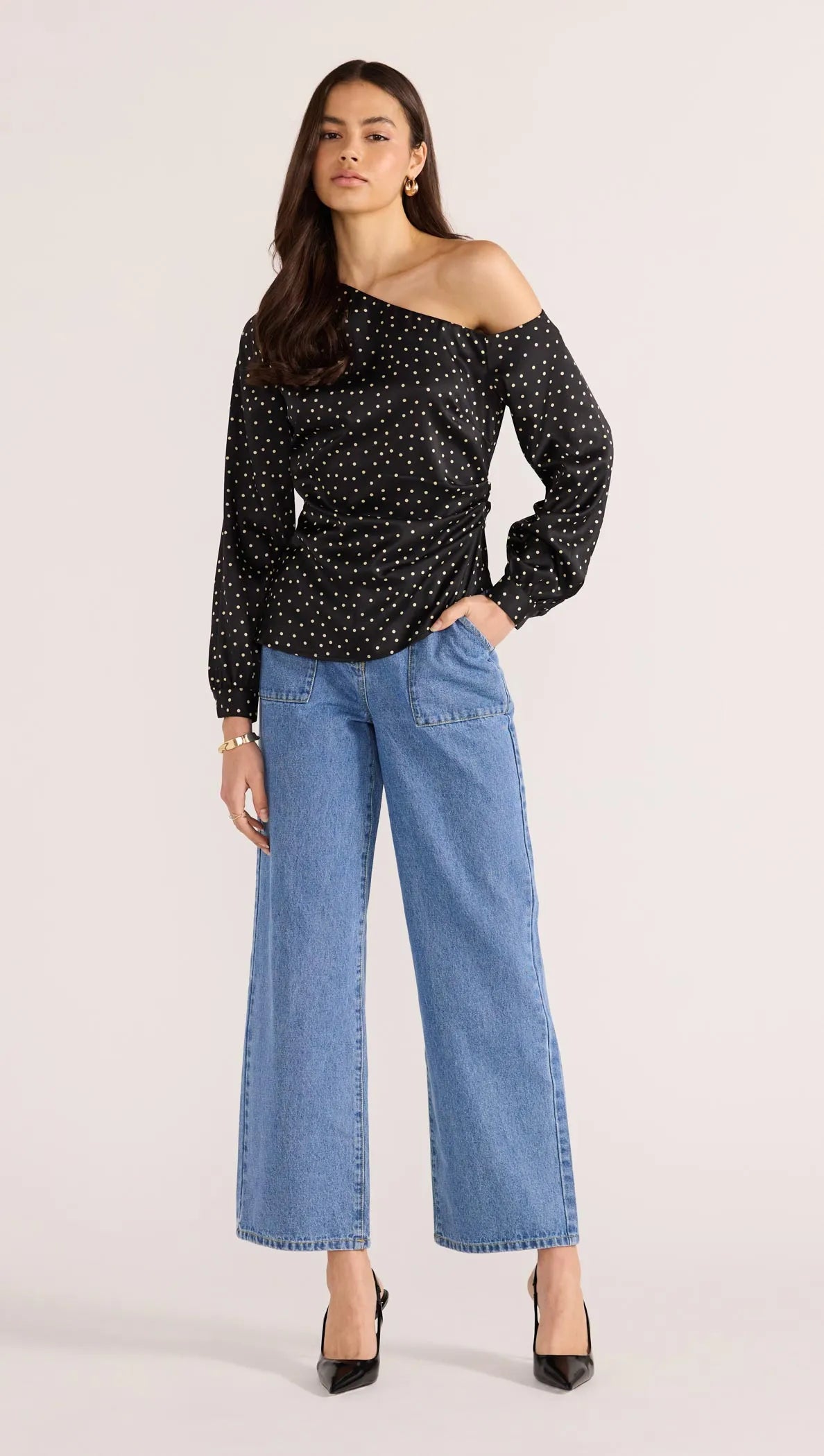 Jemma Polka Blouse-TOPS - LONG SLEEVE-MINKPINK
