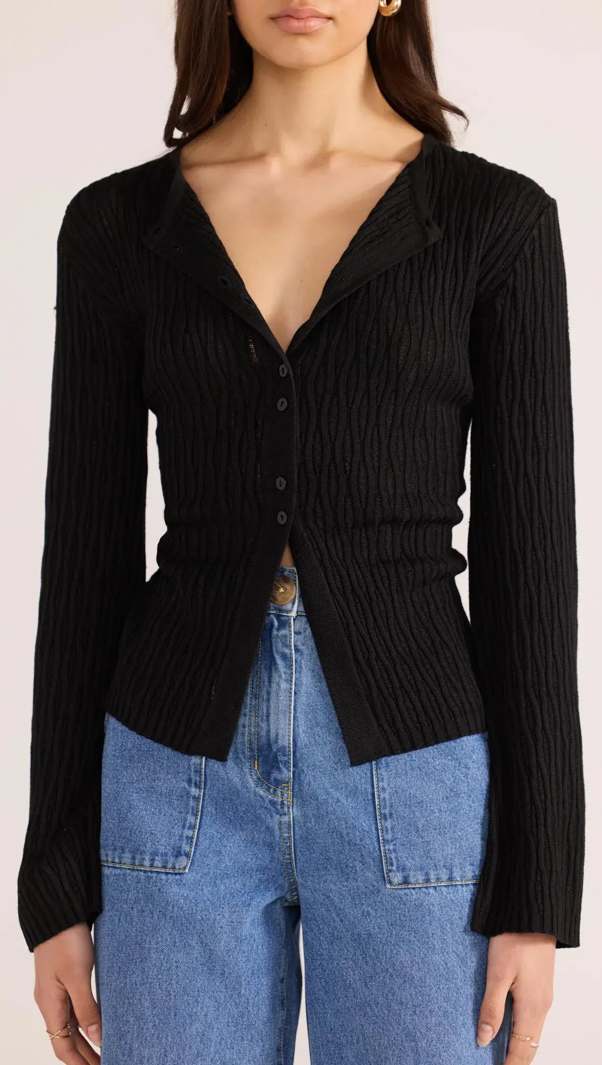 Johnna Button Knit Top-KNITWEAR - CARDIGANS-MINKPINK