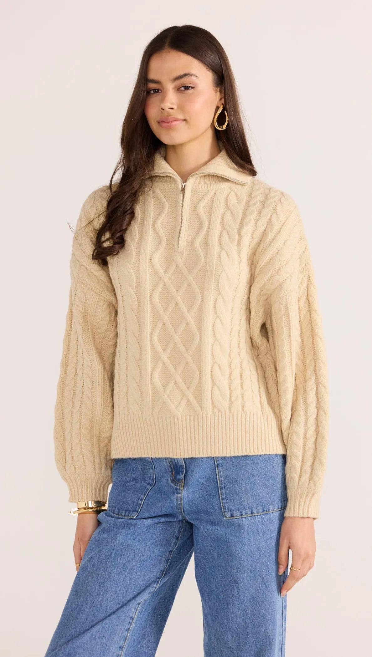 Varsity Cable Knit Sweater-KNITWEAR - JUMPERS-MINKPINK